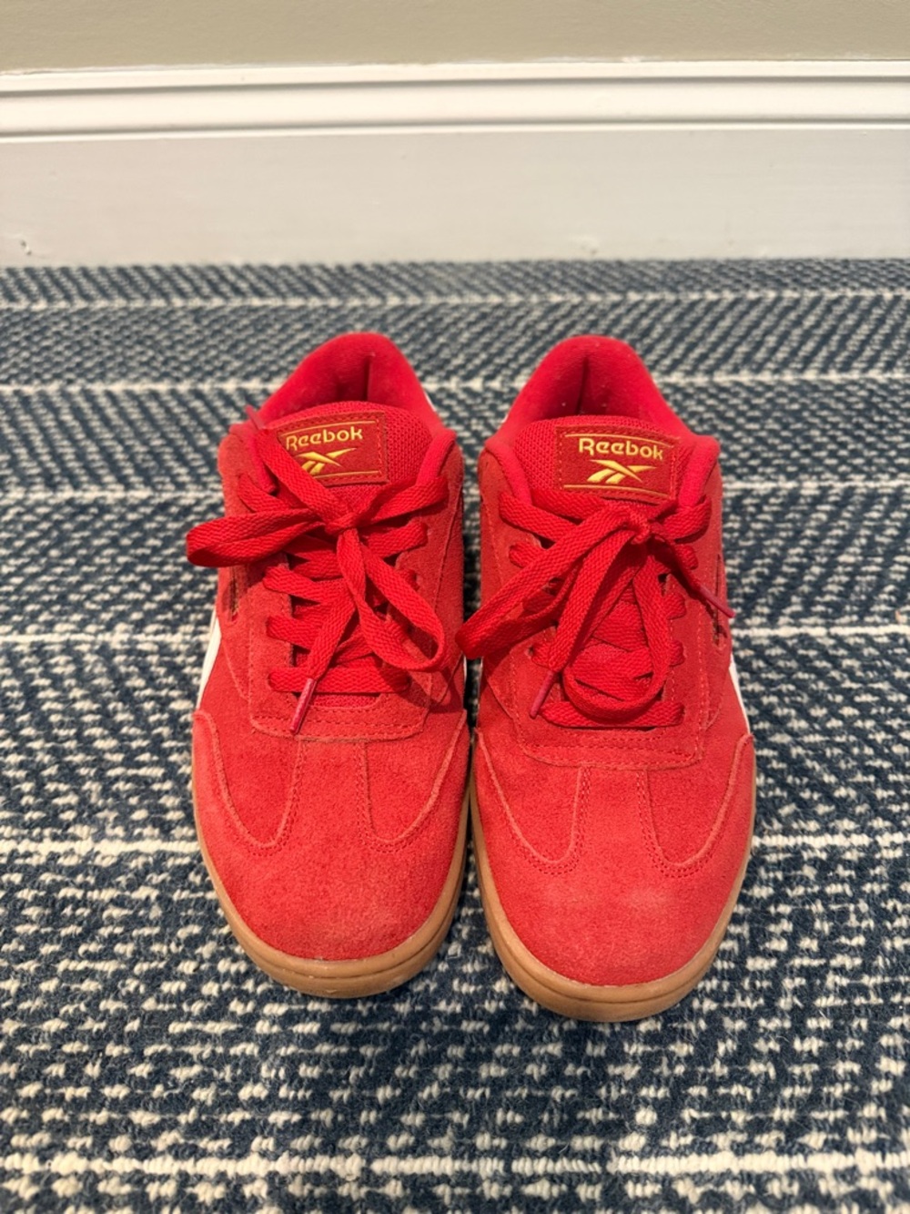Reebok Red Suede Low-Top Sneakers with Gum Sole